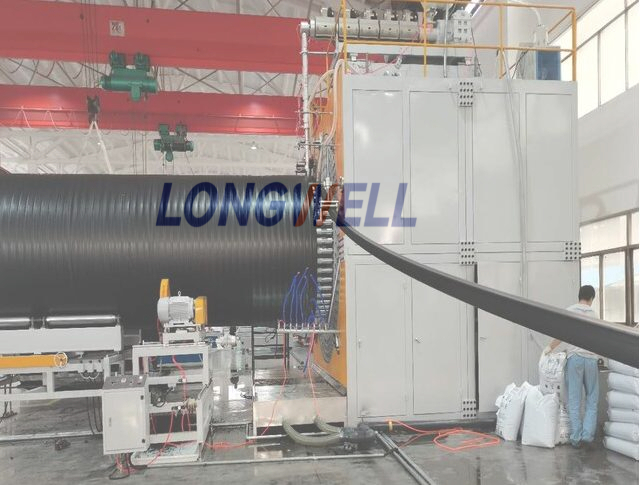 HDPE spiral winding structural wall pipe production line,polyethylene hdpe spiral winding drainage pipe extrusion machine