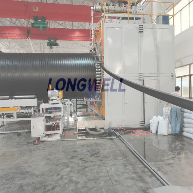 HDPE spiral winding profiled wall pipe production line,HDPE spiral winding structured wall pipe production line